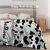 Artsadd Custom Cow Print Blanket with Name Personalized Baby Blankets for Boys Girls with Black White Cow Print Throw Blanket Customized Fleece Blankets Birthday for Kids 40"x50" view 3