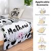 Artsadd Custom Cow Print Blanket with Name Personalized Baby Blankets for Boys Girls with Black White Cow Print Throw Blanket Customized Fleece Blankets Birthday for Kids 40"x50" view 4