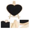 4pcs Vertical Blackboard Easel Chalkboard Wedding Sign Tabletop Writing Blackboard Heart Message Board Signs Chalkboard with Base Mini Child Crafts Sandwich Panel Wooden view 2