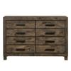 Benjara Wooden Dresser with 8 Drawers and Grain Details, Brown view 1