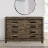 Benjara Wooden Dresser with 8 Drawers and Grain Details, Brown view 2