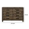 Benjara Wooden Dresser with 8 Drawers and Grain Details, Brown view 3
