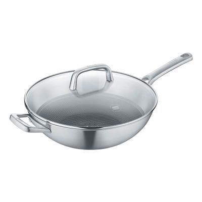 Berndes Tricion Resist Wok 32 cm, Wok Pan with Lid 5.7 L Volume, Suitable for All Hobs Including Induction, Non-Stick Coating