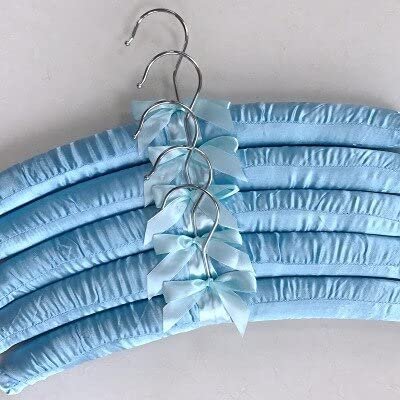 10pcs Satin Padded Hanger Silk Wrapped Clothes Hanger Clothes Hanging Silver Hook Sponge Hangers Clothes Shop Display Hangers (12,38cm)