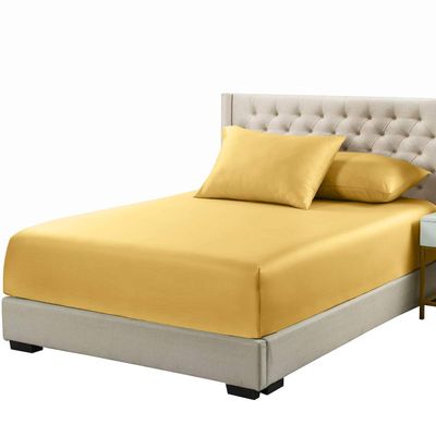 Fitted Sheet King XL 18 Inch Deep Pocket Long Staple Cotton 800 Thread Count 1 Fitted Sheet Only Soft Breathable Sateen Weave Elastic All Around The Mattress Gold Solid