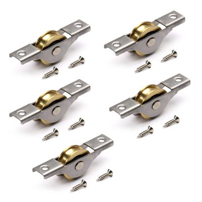 Jutagoss Nylon Curtain Track Rollers Ceiling Curtain Track Wheeled Carriers Drapery Rail Sliding Glider for Windows Shower 26mm/1.02inch Gold 5PCS