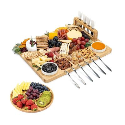 Charcuterie Board Set,Bamboo Cheese Board With Cutlery Set, Cheese Tray, Wooden Cheese Board Set, Cheese Cutting Board 13 Piece Set