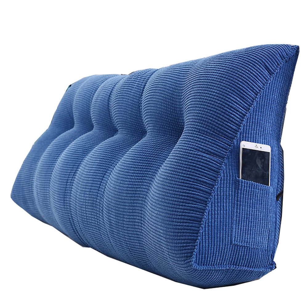 Bed Backrest Pillow Headboard 18x8x20in, Wedge Pillow for Bed Sleeping, Backrest for Sitting in Bed Extra Large, Triangular Reading Pillow Large, Corduroy with Zipper, for Bed Sofa Couch