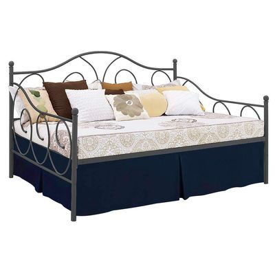 Kings Loft Twin Size Tailored Pleated Daybed Skirt 100% Egyptian Cotton 800 TC, 15 Inch Deep Pocket with Split Corners for Day Beds, Easy Fit, Three Side Coverage, Solid Navy Blue