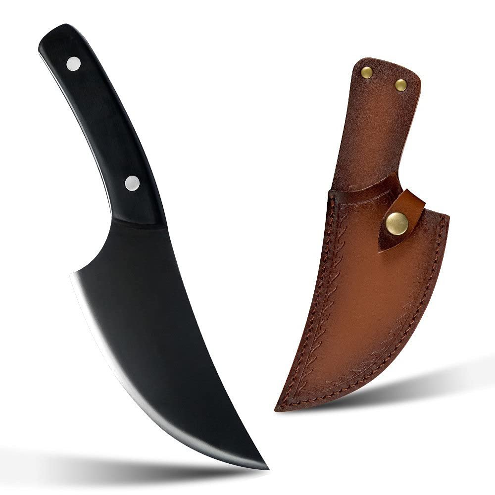 Boning Knife, Handmade Stainless Steel Knife Kitchen Boning Knife Fishing Knife Meat Cleaver Outdoor Cooking Cutter Butcher Knife Sheath Cover BY ZZYY