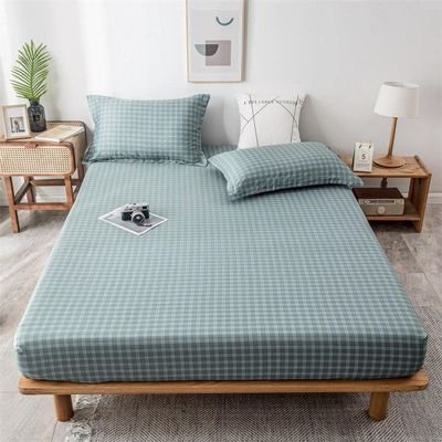 CFYCYHDZHT Deep Pockets Fits Cotton Checkered Deep Pockets Fitted Sheets, Girl Bedroom Mattress Topper Suitable for Single Double Bed Checkered Blue 150cmx200cm