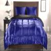 Soft Satin Silk 5 Piece Navy Blue Warm King Bedding Comforter Set (Comforter 90'' x 102'' & 4 Pillowcases) Bed in Bag Quilt Duvet Insert Bedding Set view 1