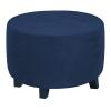 YSLJW Round Stretch Footstool Cover Solid Color Bedroom Furniture Footstool Protect Covers (Color : NavyBlue, Size : Small) view 1