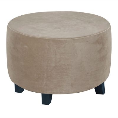 YSLJW Round Stretch Footstool Cover Solid Color Bedroom Furniture Footstool Protect Covers (Color : Taupe, Size : Small)