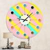 DesignQ Mid-Century Modern Wall Clock 'Memphis Retro Neon Pattern' Yellow Round Wall Clock for Kitchen Decor view 2