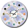 DesignQ Mid-Century Modern Wall Clock 'Pastel Blue and Gold Abstract Shapes Pattern' Purple Round Wall Clock for Kitchen Decor view 1