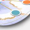 DesignQ Mid-Century Modern Wall Clock 'Pastel Blue and Gold Abstract Shapes Pattern' Purple Round Wall Clock for Kitchen Decor view 3