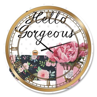 DesignQ Glam Wall Clock 'Simply Splendid IV' Glam Large Wall Clock for Living Room Decor
