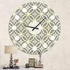 DesignQ Mid-Century Modern Wall Clock 'Retro Ornamental Pattern II' Green Round Wall Clock for Living Room Decor view 2