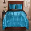 Soft Satin Silk 3 Piece Turquoise Blue Warm Oversized King Bedding Comforter Set (Comforter 98'' x 120'' & 2 Pillowcases) Bed in Bag Quilt Duvet Insert Bedding Set view 1