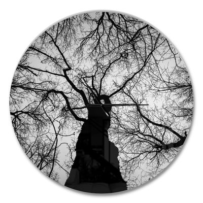 DesignQ Modern Wall Clock 'Hoto of Winter Branches ' Cottage Large Wall Clock for Living Room Decor