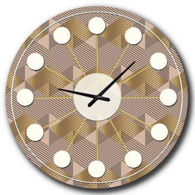DesignQ Mid-Century Modern Wall Clock 'Retro Square Design VI' Brown Round Wall Clock for Office Decor