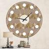 DesignQ Mid-Century Modern Wall Clock 'Retro Square Design VI' Brown Round Wall Clock for Office Decor view 2