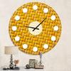 DesignQ Mid-Century Modern Wall Clock 'Sedge Texture Background' Yellow Round Wall Clock for Bedroom Decor view 2