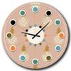 DesignQ Mid-Century Modern Wall Clock 'Pineapple Summer Bliss VII' Pink Round Wall Clock for Kitchen Decor view 1