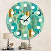 DesignQ Mid-Century Modern Wall Clock 'Gold and Blue Dynamics II' Blue Round Wall Clock for Home Decor view 2