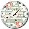 DesignQ Mid-Century Modern Wall Clock 'Floral Retro Pattern II' Blue Round Wall Clock for Home Decor view 1