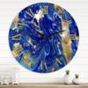DesignQ Modern Wall Clock 'Gold and Blue Marbled Rippled Texture II' Large Wall Clock for Kitchen Decor view 1