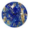 DesignQ Modern Wall Clock 'Gold and Blue Marbled Rippled Texture II' Large Wall Clock for Kitchen Decor view 2