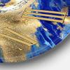 DesignQ Modern Wall Clock 'Gold and Blue Marbled Rippled Texture II' Large Wall Clock for Kitchen Decor view 3
