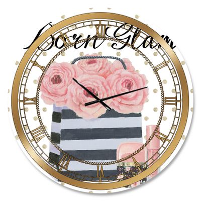 DesignQ Glam Wall Clock 'Simply Splendid II' Glam Large Wall Clock for Kitchen Decor