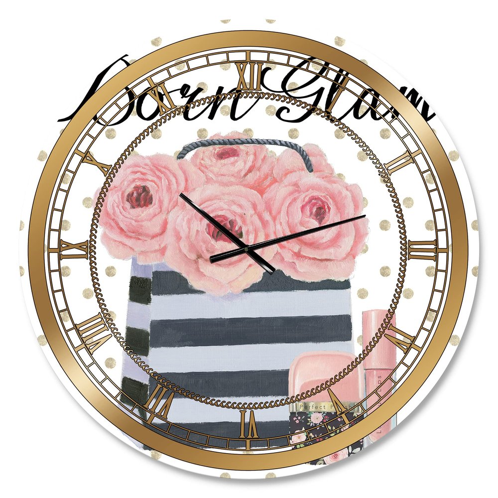 DesignQ Glam Wall Clock 'Simply Splendid II' Glam Large Wall Clock for Kitchen Decor