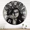 DesignQ Portrait of A Young Lady with Flowers III  Modern People Wall Clock, Large Decorative Wall Clock for Home & Bedroom Dcor view 1
