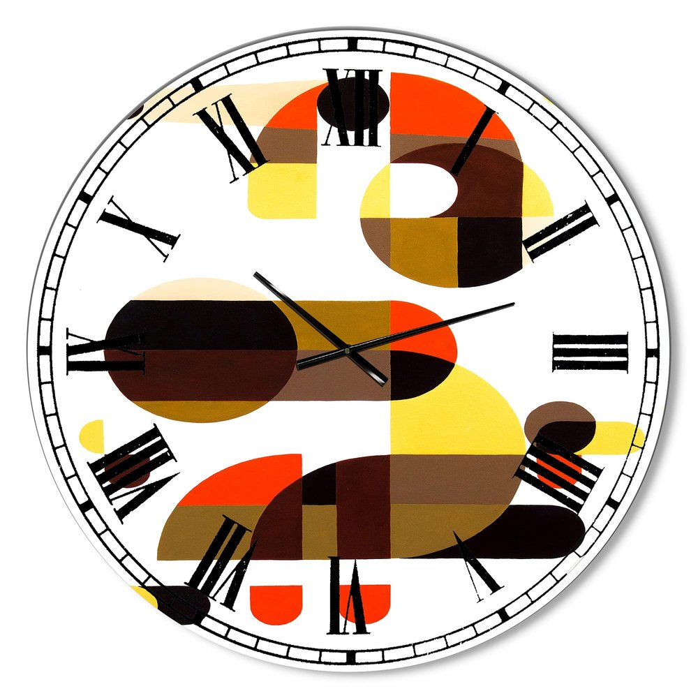 DesignQ Mid-Century Modern Wall Clock 'in and Out' Modern Large Wall Clock for Home Decor