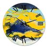 DesignQ Modern Wall Clock 'Abstract Marble Composition in Yellow and Blue I' Abstract & Fractals Large Wall Clock for Living Room Decor view 2
