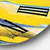 DesignQ Modern Wall Clock 'Abstract Marble Composition in Yellow and Blue I' Abstract & Fractals Large Wall Clock for Living Room Decor view 3