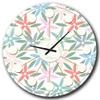 DesignQ Mid-Century Modern Wall Clock 'Retro Abstract Flower Design III' Blue Round Wall Clock for Living Room Decor view 1