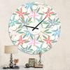 DesignQ Mid-Century Modern Wall Clock 'Retro Abstract Flower Design III' Blue Round Wall Clock for Living Room Decor view 2