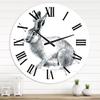 DesignQ Farmhouse Wall Clock 'Monochrome Portrait of Rabbit' Animals Large Wall Clock for Living Room Decor view 1