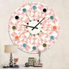 DesignQ Mid-Century Modern Wall Clock 'Abstract Geometric Pattern, Patchwork Quilting' Pink Round Wall Clock for Living Room Decor view 2