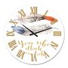 DesignQ Bohemian & Eclectic Wall Clock 'Two Feathers Your Vibe Attracts Your Tribe' Animals Large Wall Clock for Office Decor view 2