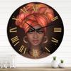DesignQ Modern Wall Clock 'African American Woman with Turban V' People Large Wall Clock for Bedroom Decor view 1