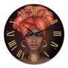 DesignQ Modern Wall Clock 'African American Woman with Turban V' People Large Wall Clock for Bedroom Decor view 2