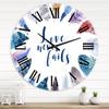 DesignQ Bohemian & Eclectic Wall Clock 'Boho Feathers with Inspiring Quote' Animals Large Wall Clock for Kitchen Decor view 1