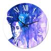 DesignQ Modern Wall Clock 'Glorious Blue Portrait of African American Woman' People Large Wall Clock for Kitchen Decor view 2