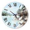 DesignQ Lake House Wall Clock 'Rocks by The Blue Lake' Landscape & Nature Large Wall Clock for Living Room Decor view 2